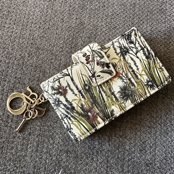 Christian DIOR Lady Dior Floral Rare 5 gusset pocket wallet limited edition - Picture 1 of 9